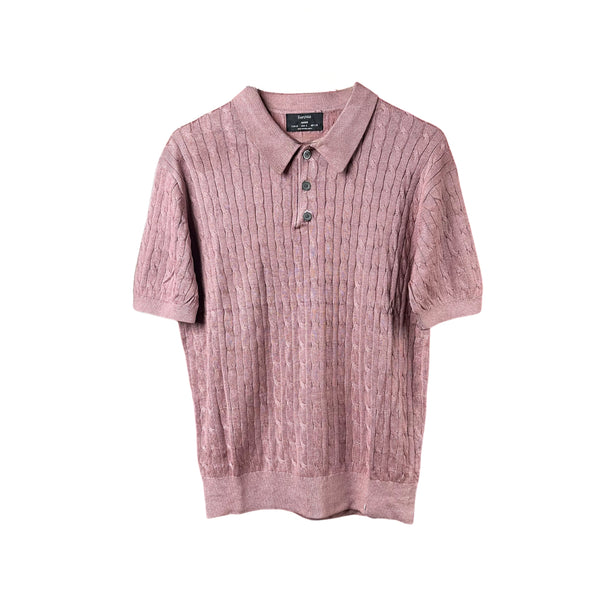 Textured short sleeve polo shirt